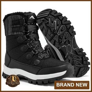 Warm Waterproof Snow Boots Women's Mid Calf Winter Shoes Non Slip